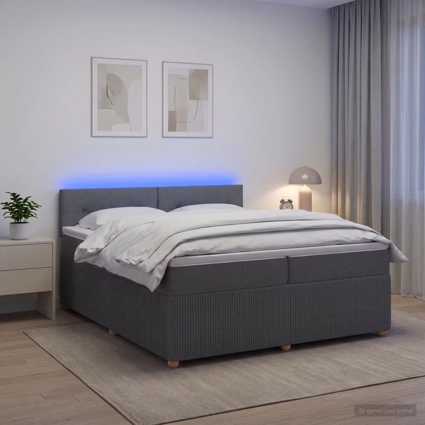 Letto box spring vidaXL con materasso a molle insacchettate, Grigio Scuro, L/P: 200 x 200 cm