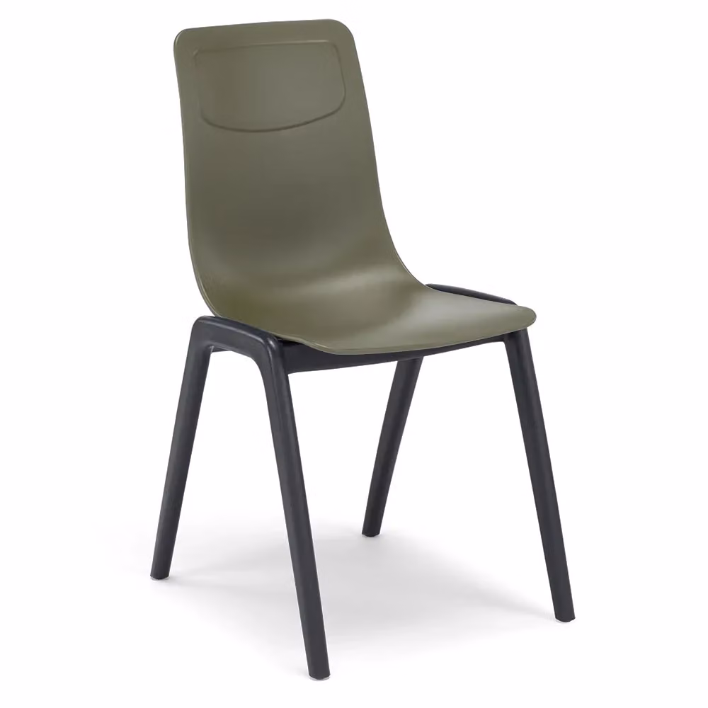 Set di 2 sedie Dalia L in tecnopolimero Redokasa, colore Verde Oliva con gambe Antracite, design moderno impilabile per cucina, soggiorno o ufficio – 2
