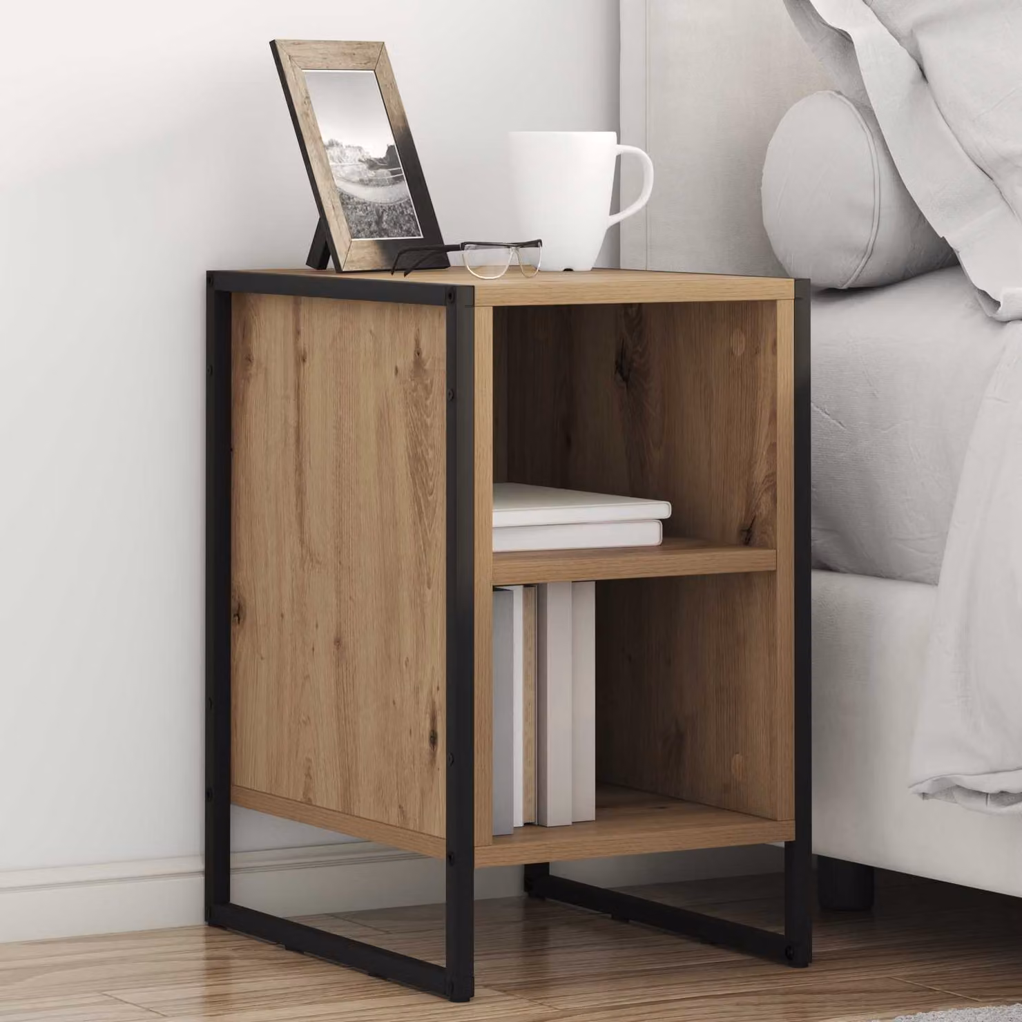 Set di 2 comodini vidaXL in stile industriale color marrone, L: 39,5 cm, P: 30 cm, H: 50 cm