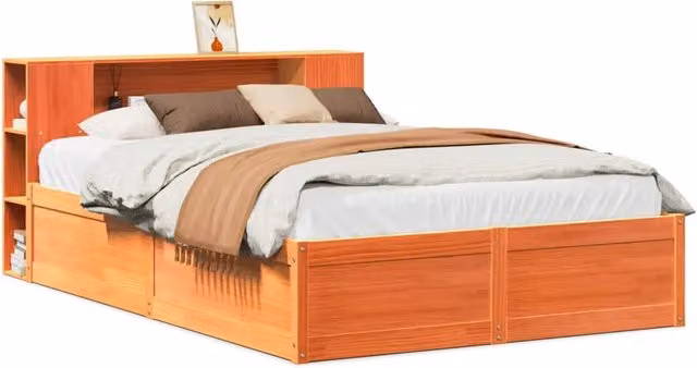 Letto matrimoniale | Letto per adulti | Letto senza Materasso Marrone Cera 135x190 cm in Legno di Pino