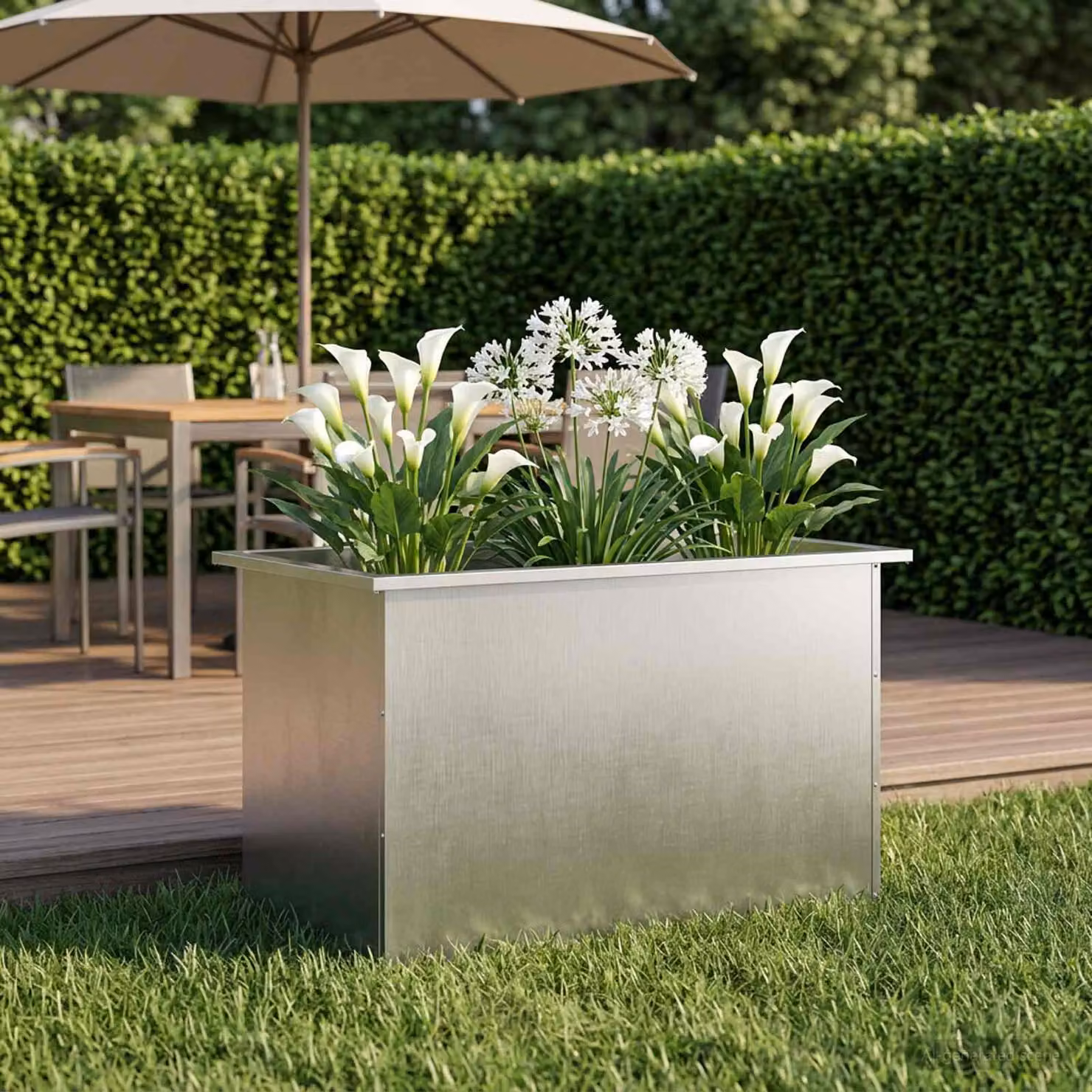 vidaXL Fioriera da giardino con LED Argento 50 x 80 x 48 cm