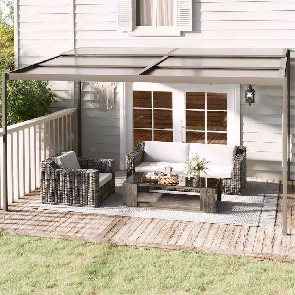 Gazebo vidaXL moderno in alluminio e acciaio con tetto in PVC color antracite L: 4 m, P: 3 m, H: 2,5 m