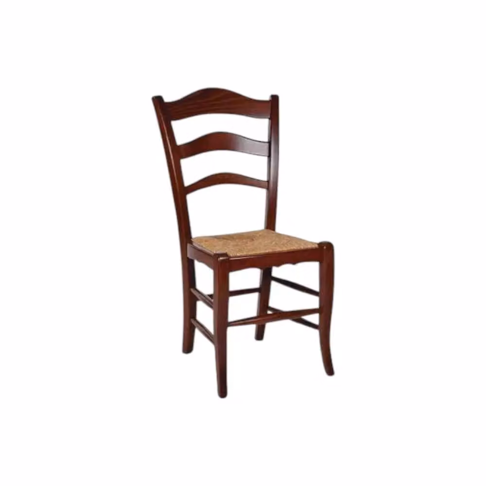 Set di 2 sedie in stile arte povera Mobili 2G in legno massiccio color noce con seduta in paglia L: 50 cm, P: 48 cm, H: 97 cm – 1