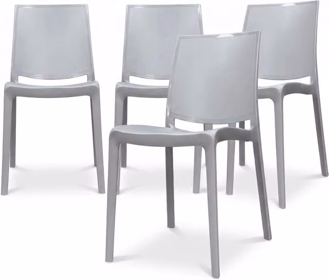 Set di 4 sedie da esterno Marvin in polipropilene design moderno colore grigio