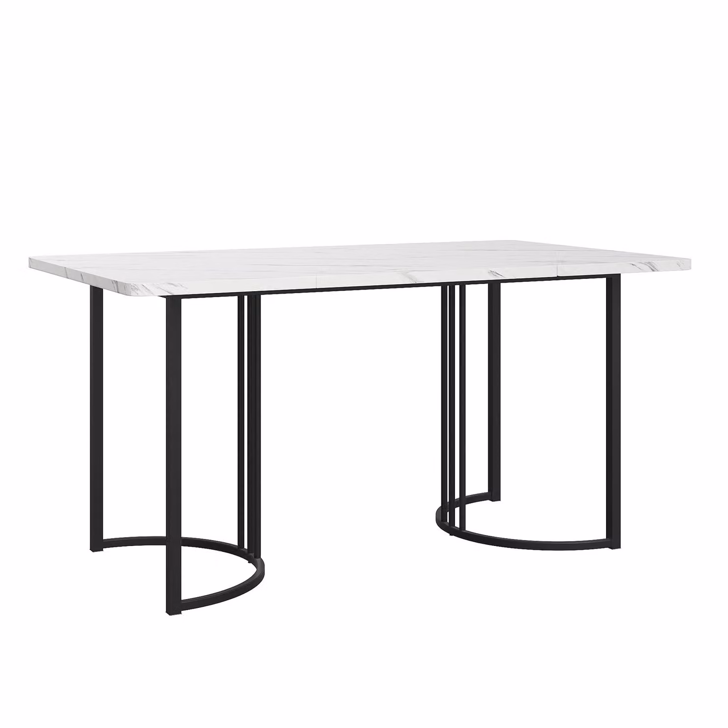 Tavolo da pranzo moderno Aosom con struttura in metallo e piano in MDF laminato, gambe regolabili, Bianco e Nero, L: 140 cm, P: 80 cm – 2