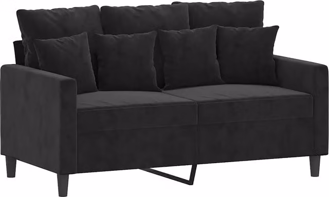 Divano | Divano da soggiorno | Sofa a 2 Posti Nero 120 cm in Velluto