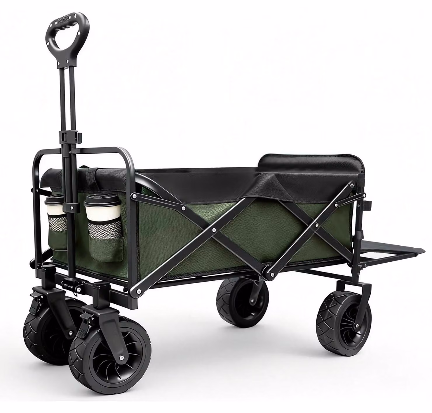 Carrello pieghevole, capacità 300 litri, ruote off-road da 8 pollici, ideale per il trasporto stabile in giardino