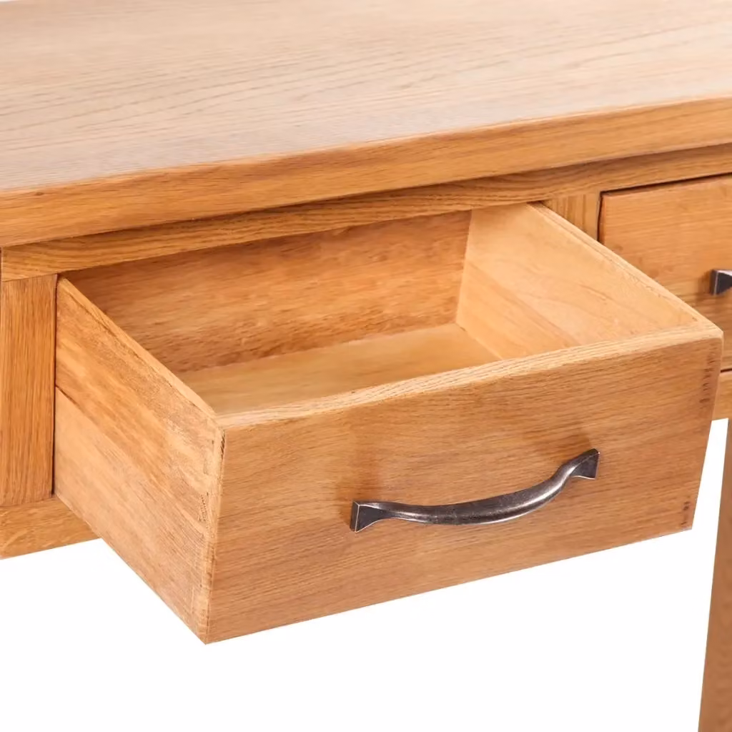 Tavolo Consolle vidaXL in Rovere con 2 Cassetti, Stile Rustico, Marrone, L 83 x P 30 x H 73 cm – 2