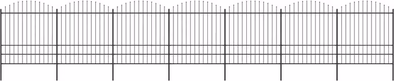 Recinzione da Giardino con Punta a Lancia in Acciaio 1248x200 cm Nero