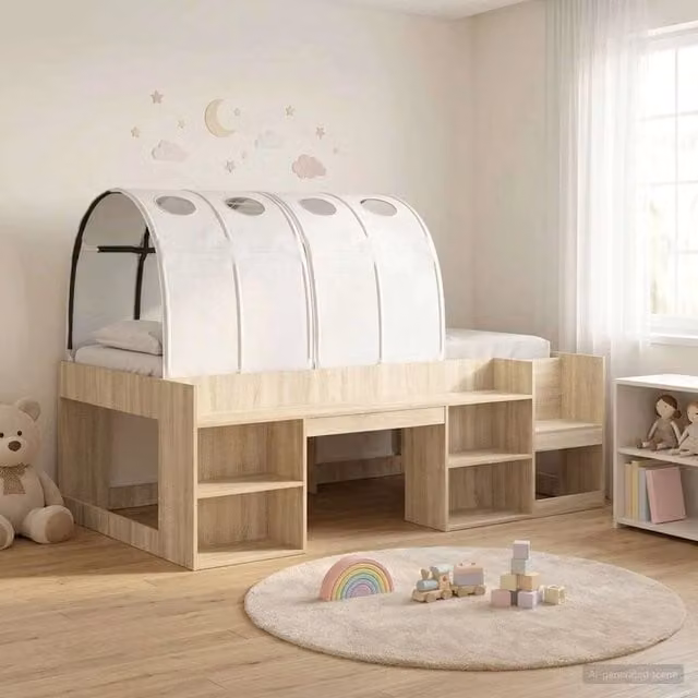 Letto con Tunnel con lo scaffale 3 pz Rovere Sonoma e Bianco 3423629