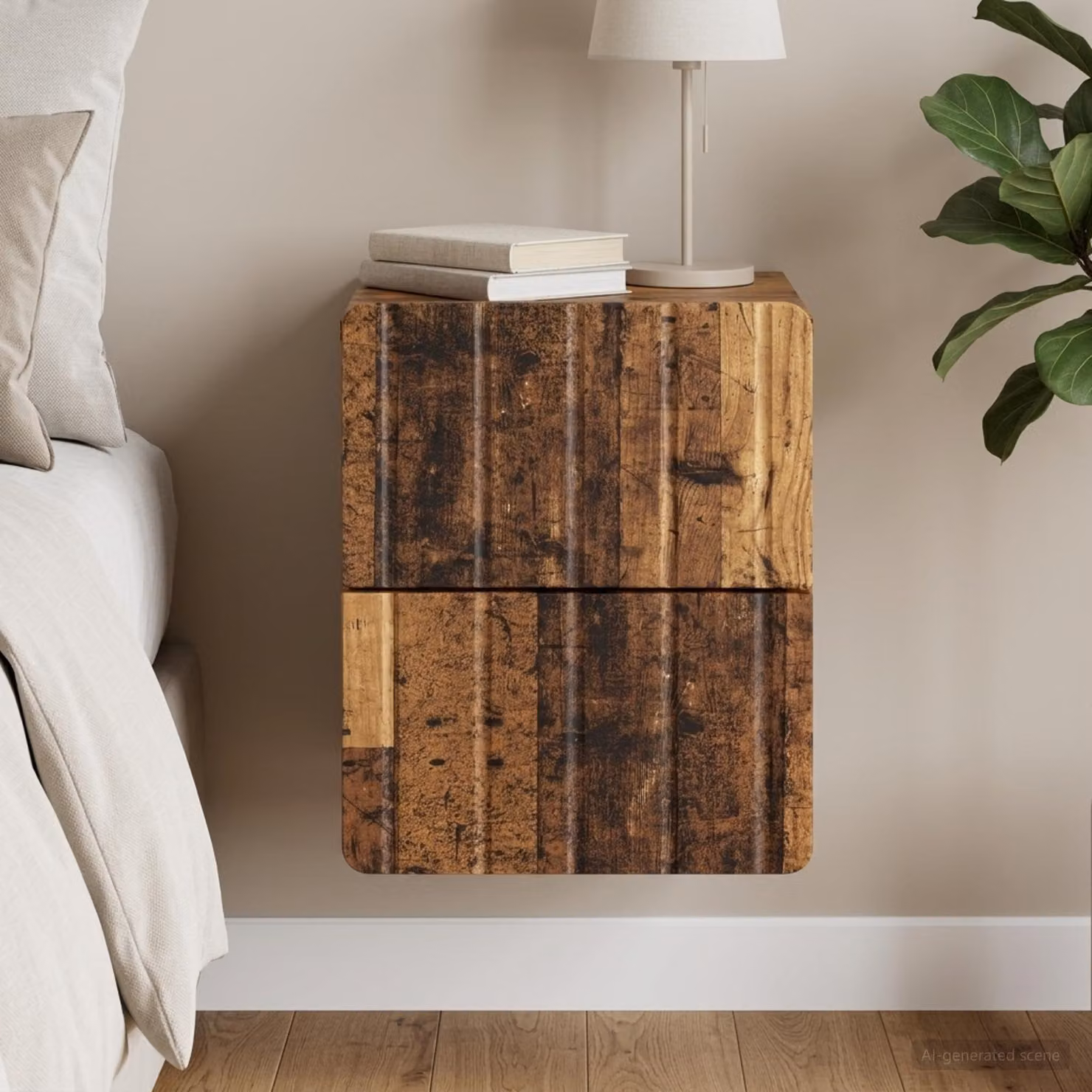 vidaXL Mobiletto da notte a muro in legno color marrone, L 33 cm x P 34,5 cm x H 43 cm
