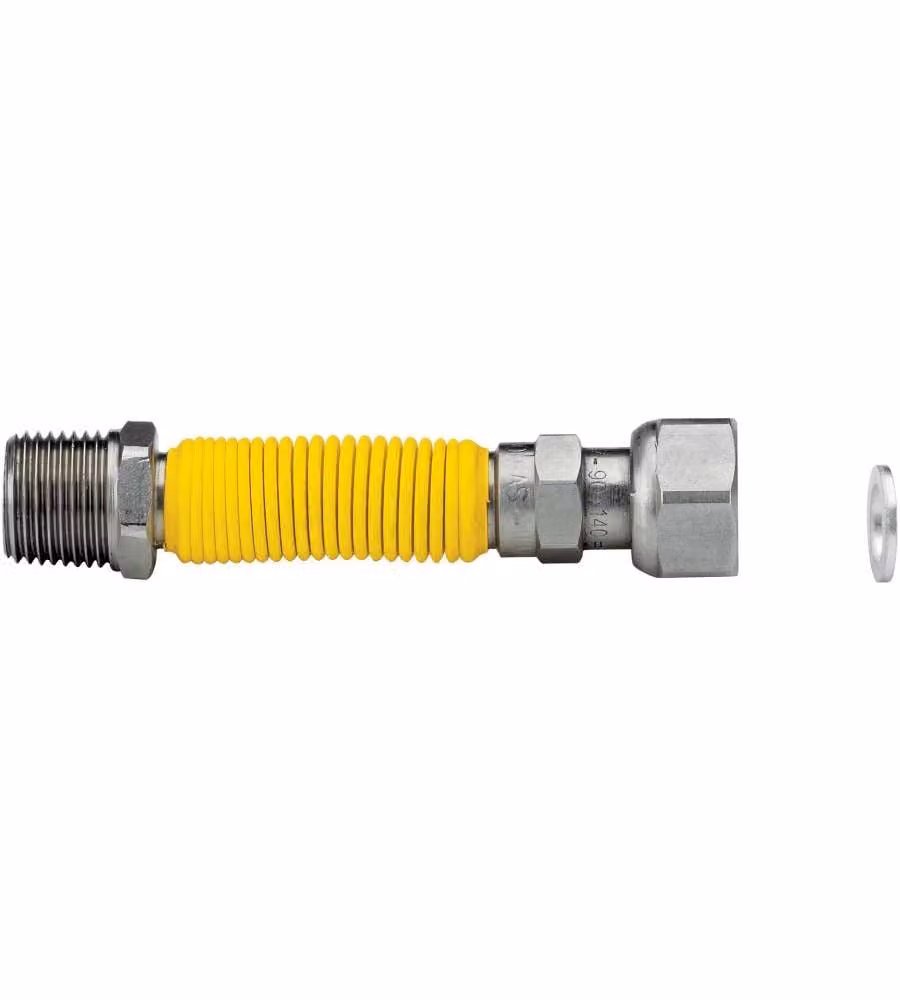 Idrobric Flessibile estensibile per gas 1/2" MF acciaio inox giallo 200-410 mm