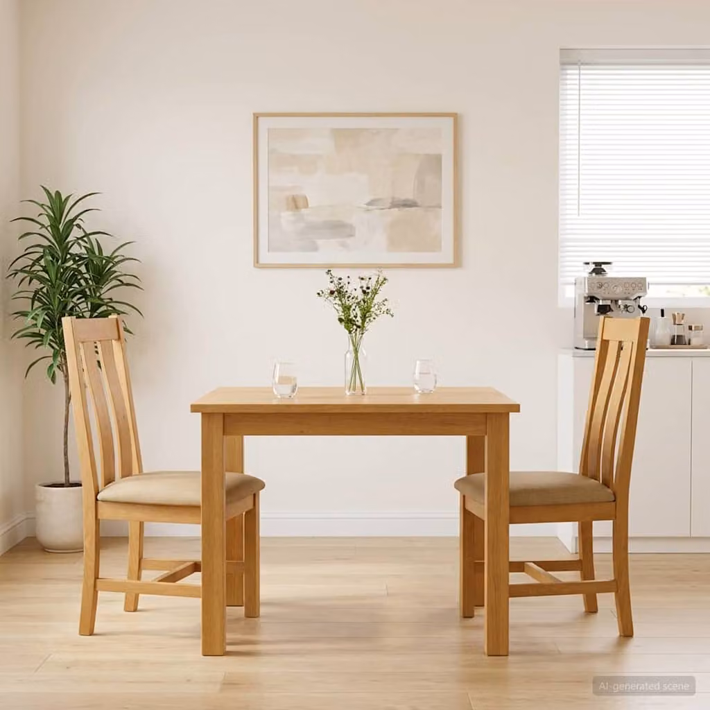 Set di 2 sedie da pranzo moderne vidaXL in legno di quercia massello beige