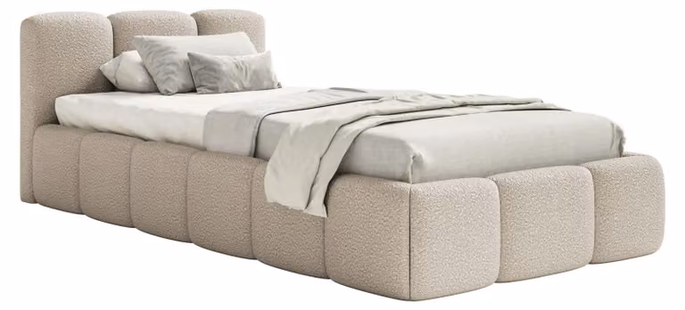 Selsey Cloudy Low – Letto imbottito 90x200 cm, bouclé beige chiaro