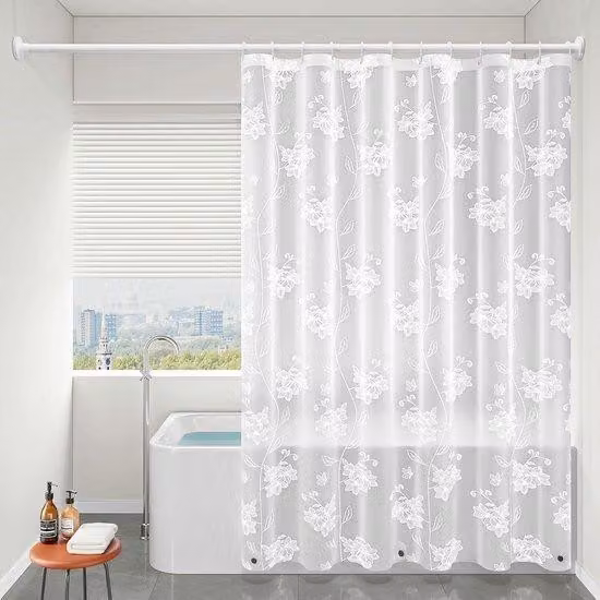 Tenda doccia trasparente - Antimuffa - 120 x 180 cm - Bianca - EVA