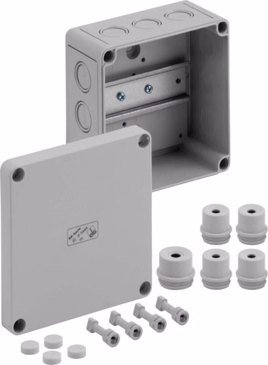 Morsettiera grigia vuota 4qmm IP54 - Scatola da superficie 130x130mm RK 4/12L-leer