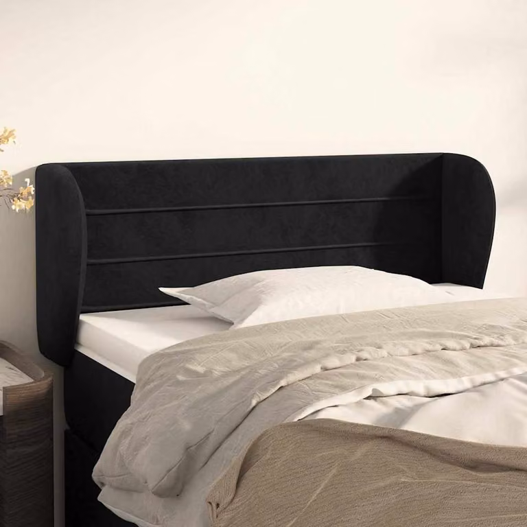Testiera ad orecchio vidaXL in velluto nero L: 83 cm, P: 23 cm, H: 78/88 cm
