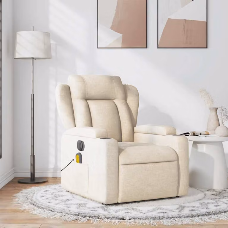 vidaXL Poltrona Relax Reclinabile Moderna in Tessuto Beige con Braccioli