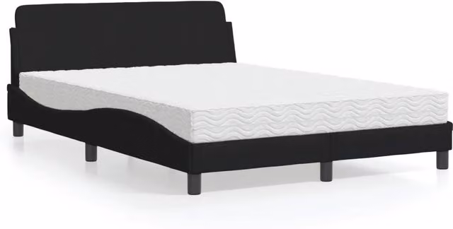 Letto moderno vidaXL con materasso in schiuma e cassetti, colore nero e bianco, L/P/H: 190 x 140 x 208 cm – 1