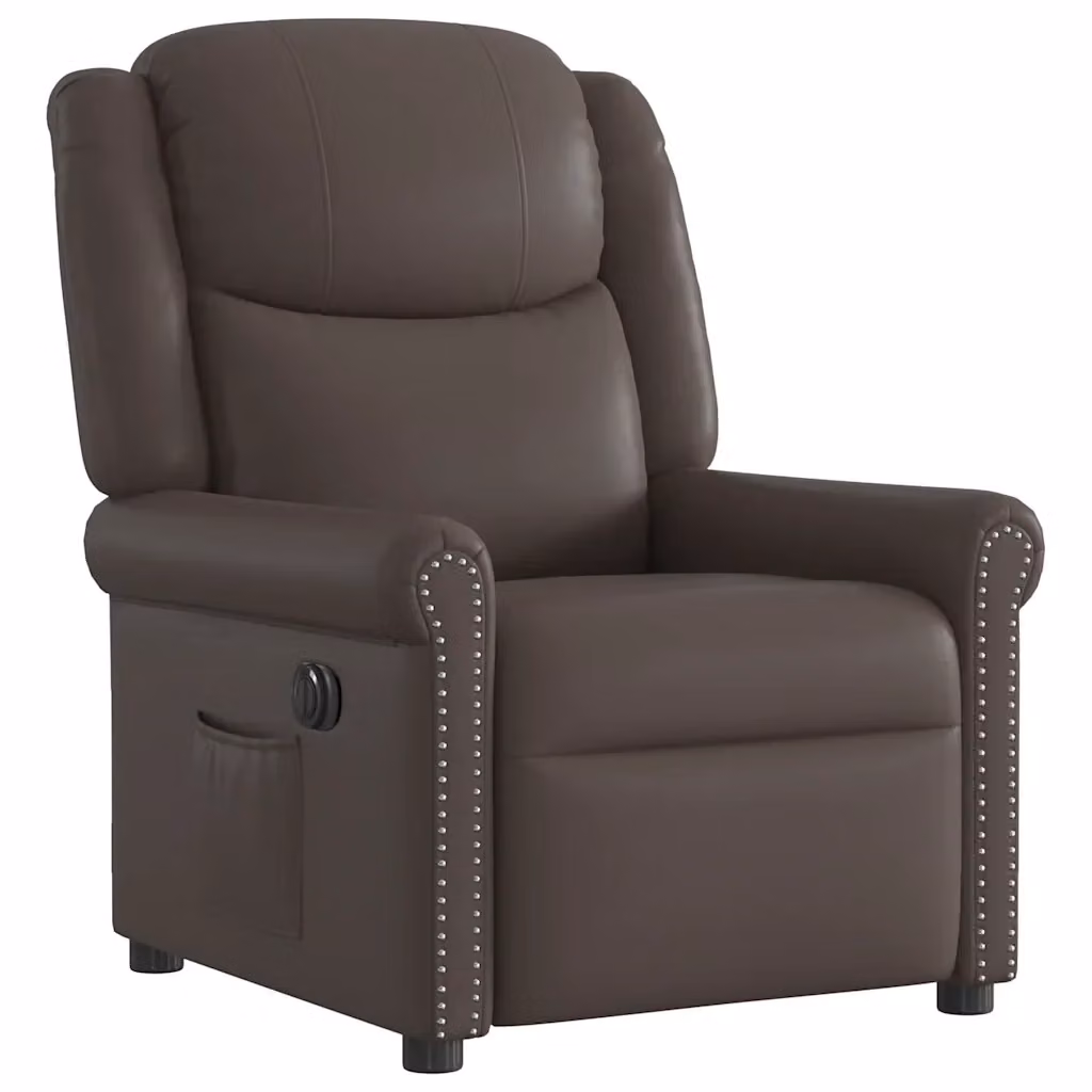 Poltrona Reclinabile Elettrica vidaXL in Similpelle Marrone Lucido con Braccioli – 2