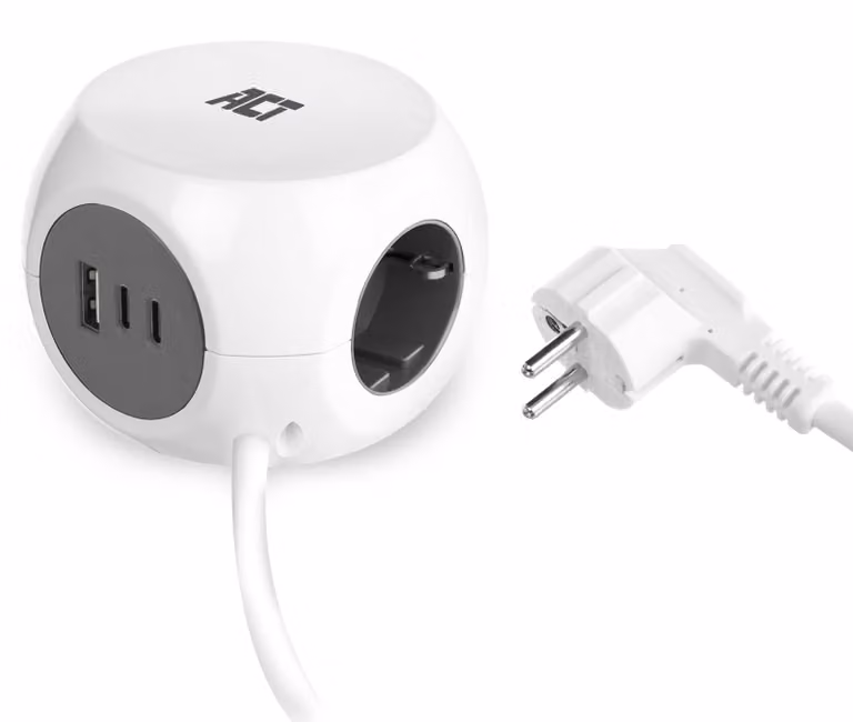 ACT AC2420 Cavo di prolunga 1,5 m 3 prese CA per interni Bianco (AC2420)