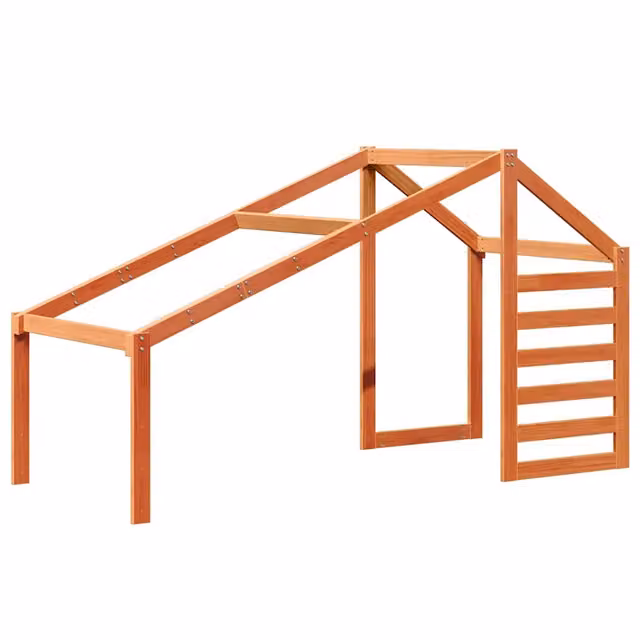 Tetto Letto per Bambini in Legno Massello di Pino Marrone Cera L: 198 cm, P: 97 cm, H: 113 cm CFW4452831