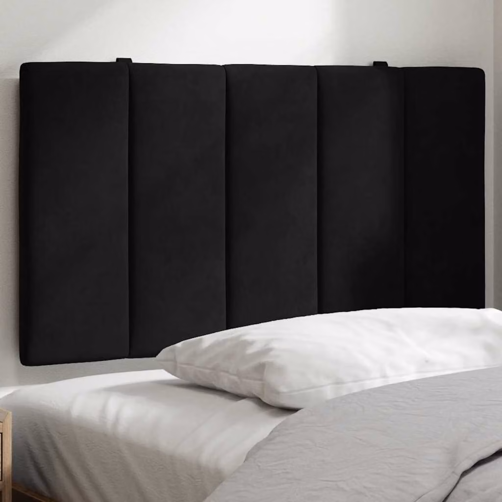 Cuscino Testiera vidaXL Hanko in Velluto Nero, Larghezza: 80 cm