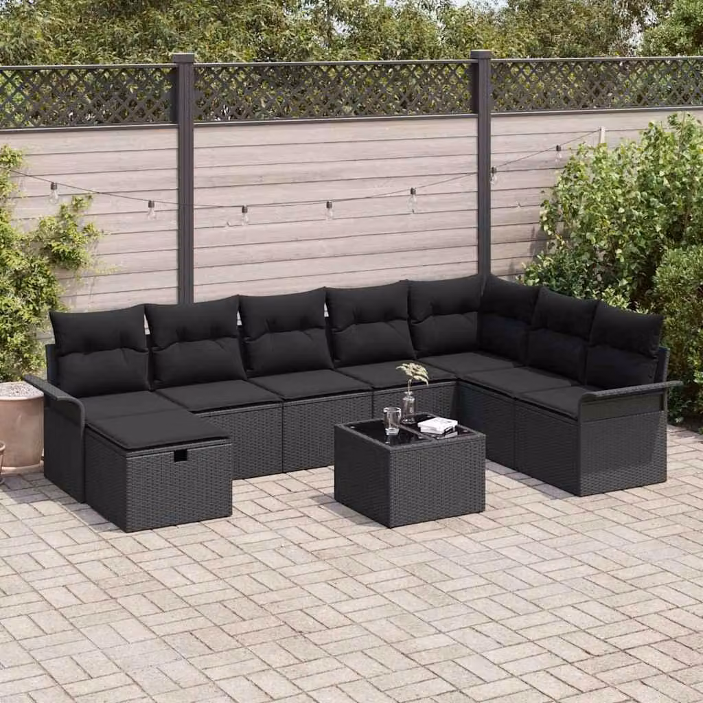 Maison Exclusive - Set di divani da giardino, 9 pezzi, in rattan sintetico