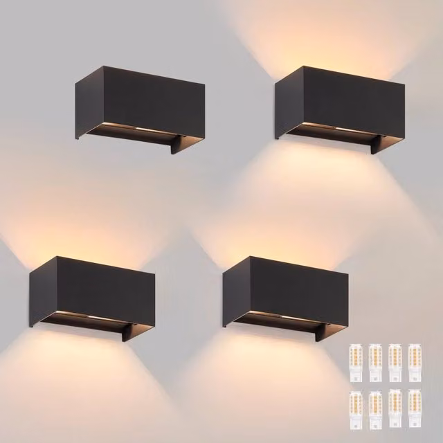 Applique LED ZMH in metallo nero per interno ed esterno, orientabile up/down con attacco G9, ideale per giardino e soggiorno