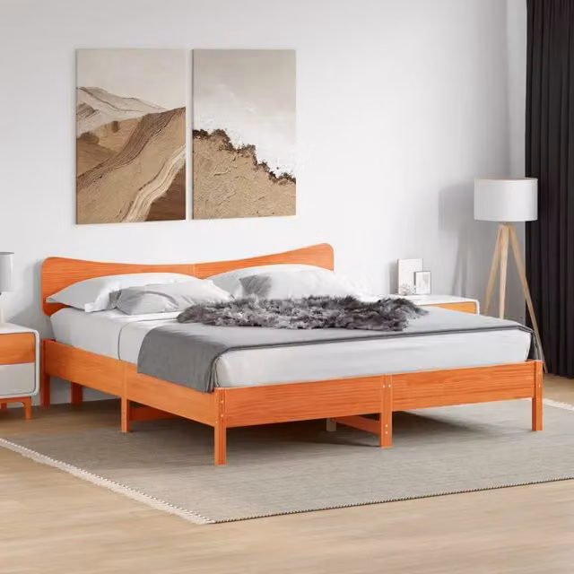 Giroletto senza Materasso Marrone Cera 180x200 cm Legno di Pino 3328225