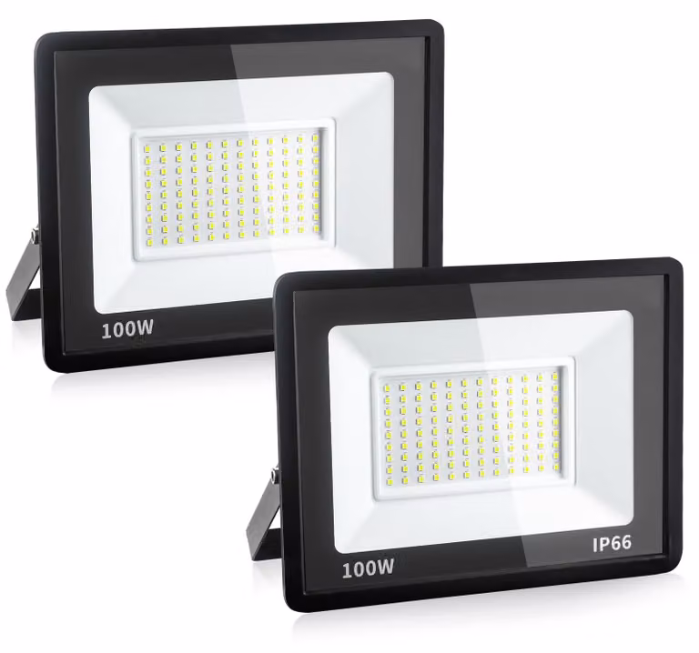 Lampada a LED da esterno, 100W, 6000K, confezione da 2, colore nero