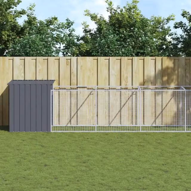 Casetta per cani vidaXL in acciaio zincato antracite resistente alle intemperie L: 110 cm, P: 103 cm, H: 110 cm – 1