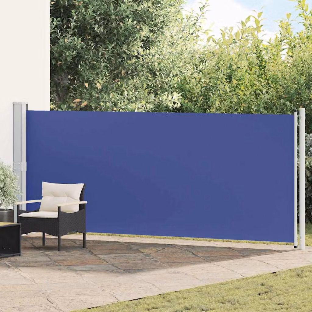 vidaXL Tenda Laterale Retrattile per Patio in Poliestere e Acciaio, Blu, L: 600 cm, H: 160 cm