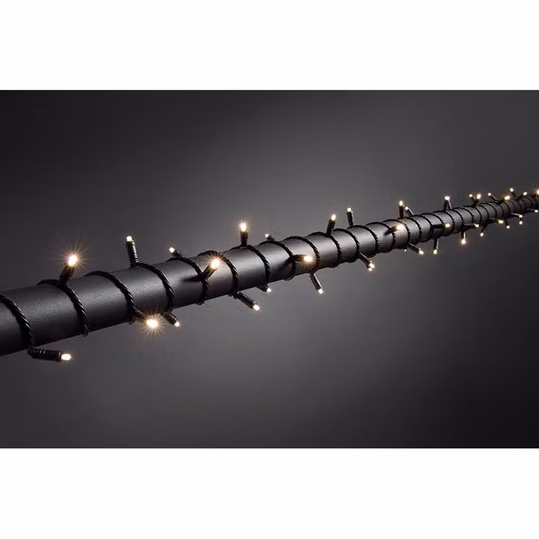 Konstsmide - Micro luci LED da fata, con dimmer, isolate/incapsulate, IP67, 120 diodi bianchi caldi, trasformatore per esterni da 24 V, cavo morbido nero ; 6622-117