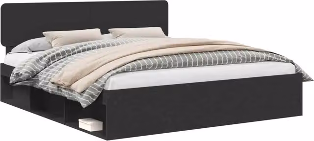 Letto matrimoniale | Letto per adulti | Struttura del letto Nero 200 x 200 cm Pino massello