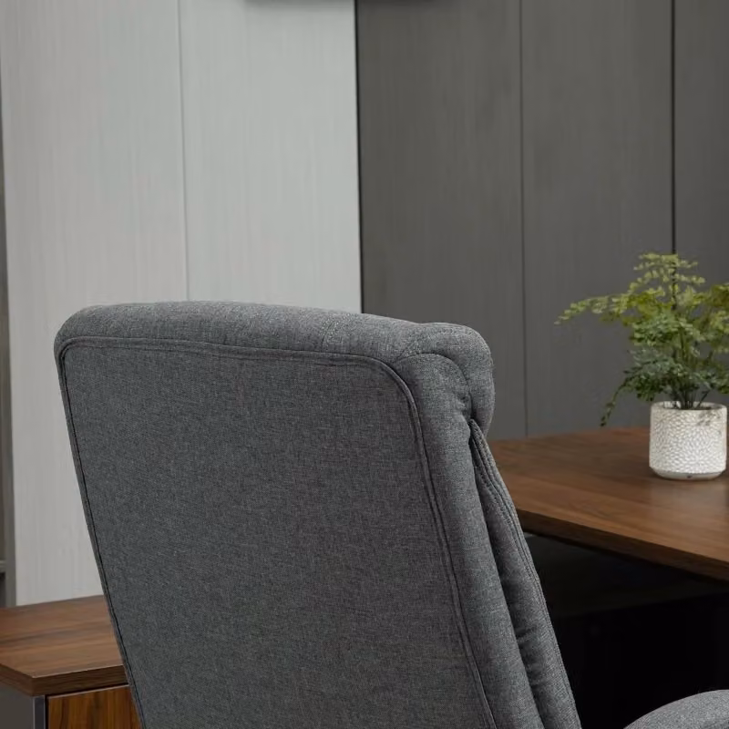 Sedia da ufficio ergonomica moderna in tessuto grigio con poggiatesta, rotazione 360° e braccioli, L: 65 cm, P: 78 cm, H: 110-118 cm – 2