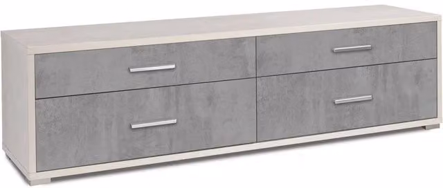 Mobile con 4 Cassetti 179x50x47 cm Ossido Bianco/Cemento