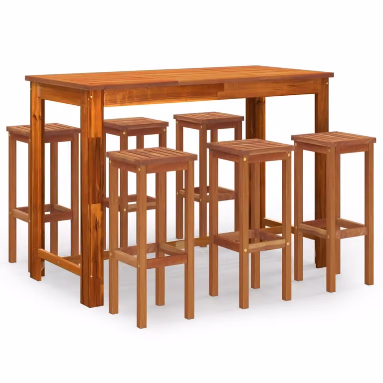 Set da Bar da Giardino 7 pz in Legno Massello di Acacia