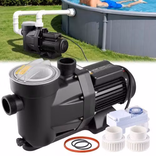 Pompa per filtrazione piscina fuori terra VEVOR 1300W con cestello filtrante e velocità singola, colore nero