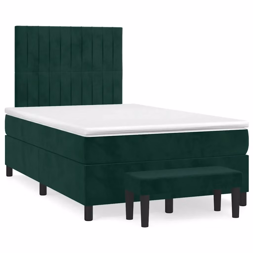 Giroletto a Molle con Materasso Ibrido vidaXL in Velluto Verde Scuro L/P/H: 120 x 200 cm – 2