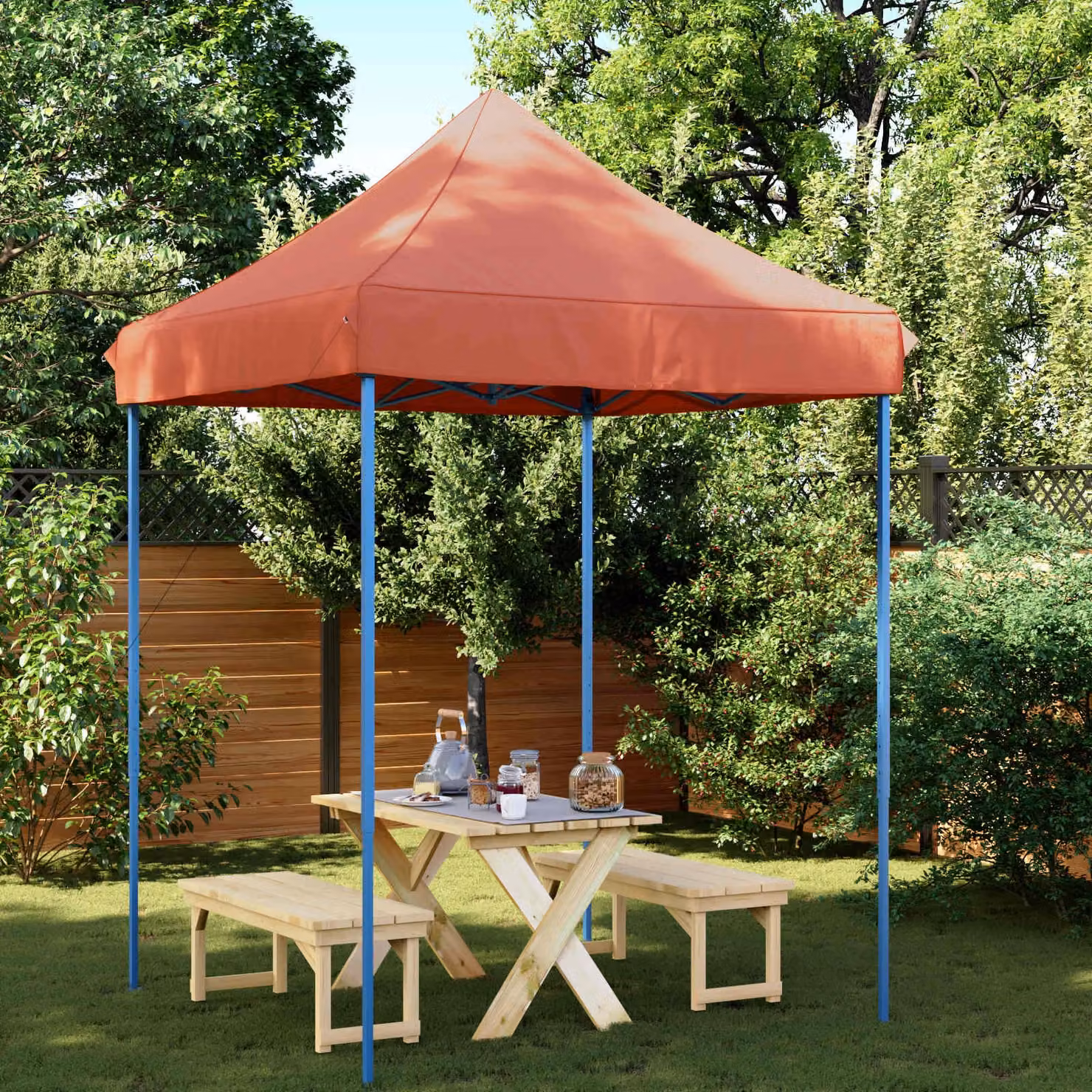 Tenda Party vidaXL in tessuto Oxford color terracotta, L/P/H: 200 x 200 x 306 cm