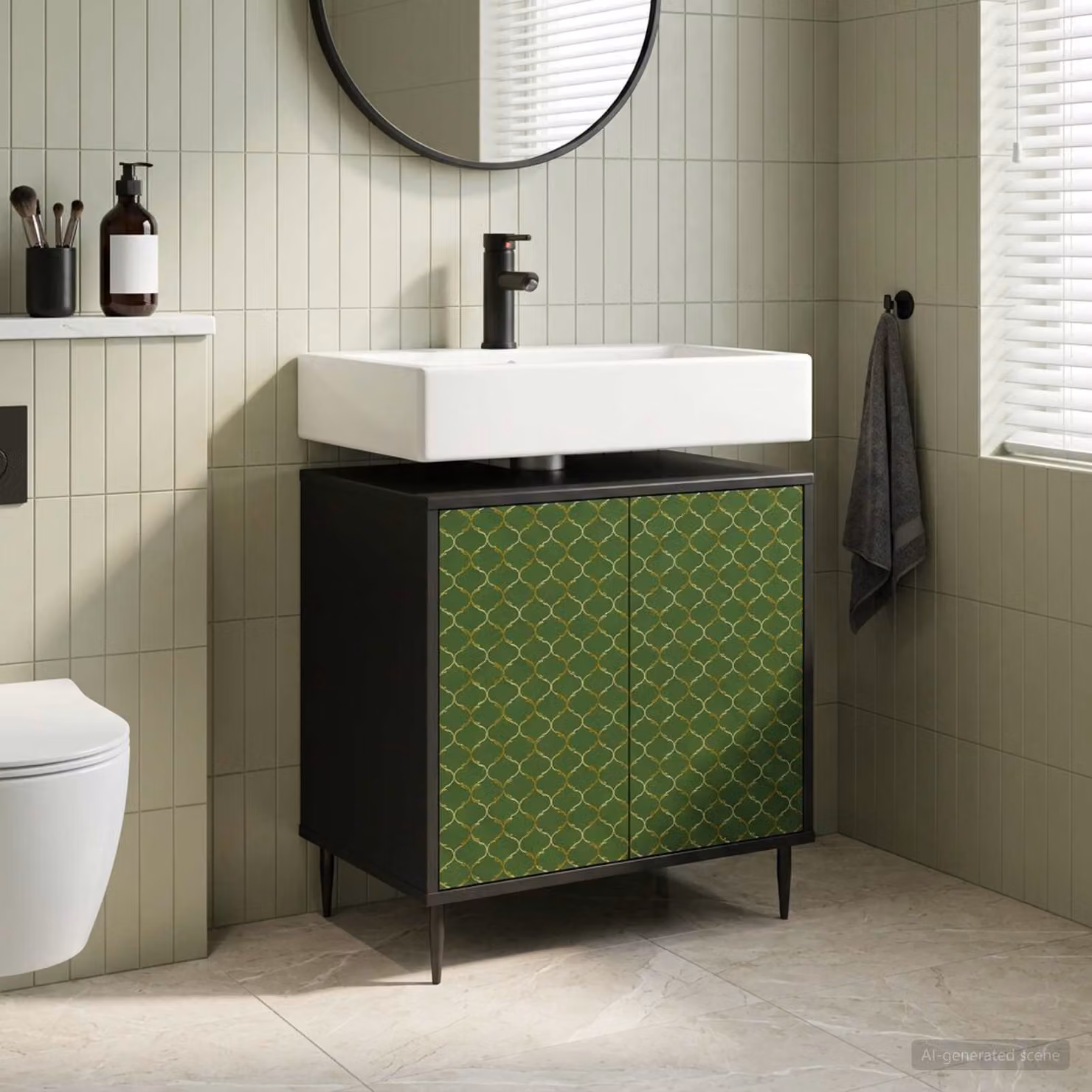 Mobile da bagno moderno vidaXL GELEEN in rovere nero con ante a cerniera L: 60 cm, P: 40 cm, H: 61 cm