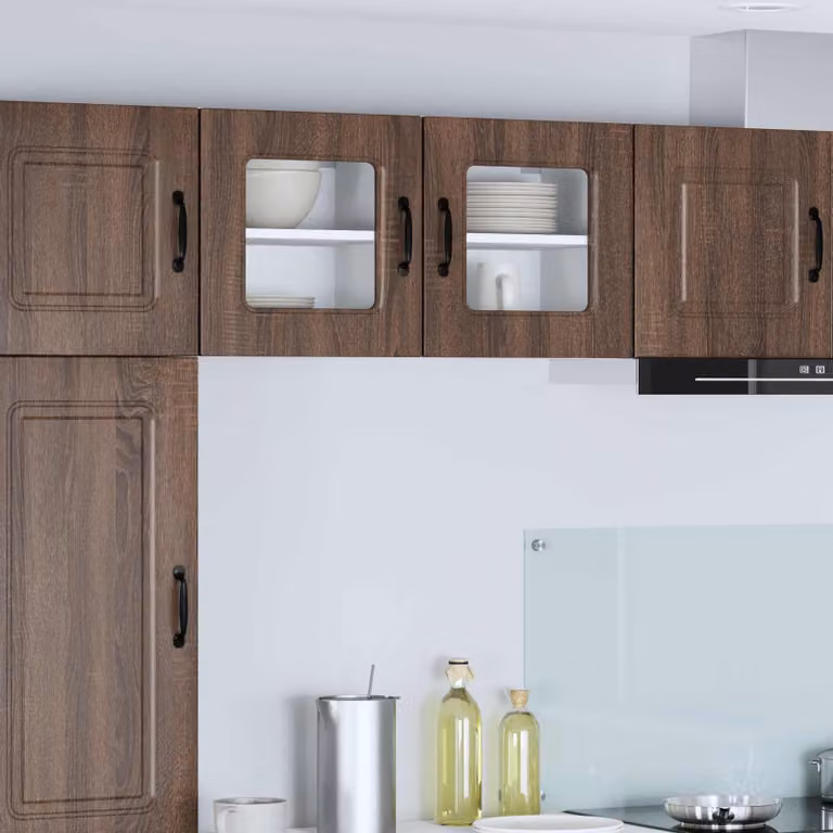 Unità a muro moderna vidaXL per cucina in legno marrone con ante a battente e ripiani interni L/P/H: 40 x 16,52 x 31 cm