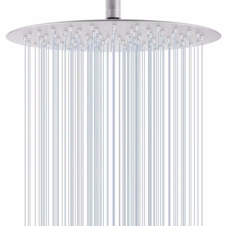 Doccia a soffione Regendusche, diametro 30 cm, rotonda, in acciaio inossidabile spazzolato di grado 304, a risparmio idrico, con 120 ugelli in silicone