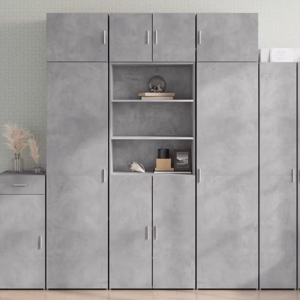 Credenza moderna vidaXL in legno e MDF grigio opaco con ante a battente e ripiani, L 70 cm x P 42,5 cm x H 185 cm