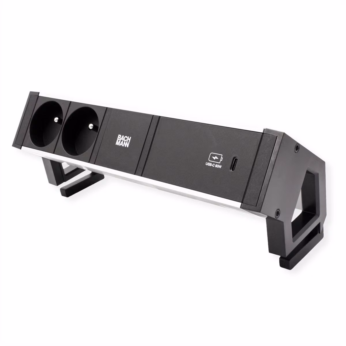 Bachmann Desk2 Alu Nero 2Xute 1Xusbc 60W 0,2M Gst18