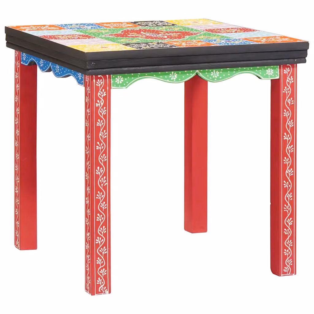 Set di 3 tavoli quadrati vidaXL in legno di mango stile boho multicolore L/P/H: 50 x 50 x 50 cm