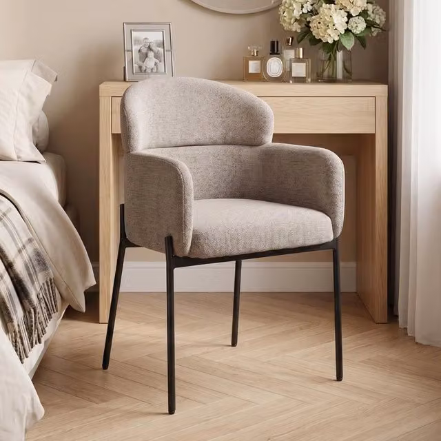 Poltrona relax moderna WISHDOR con braccioli e struttura in metallo, colore marrone – 1