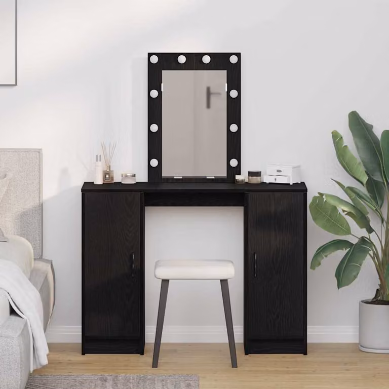vidaXL Tavolo da Trucco Moderno Nero in MDF L/P/H: 102 x 33 x 135 cm