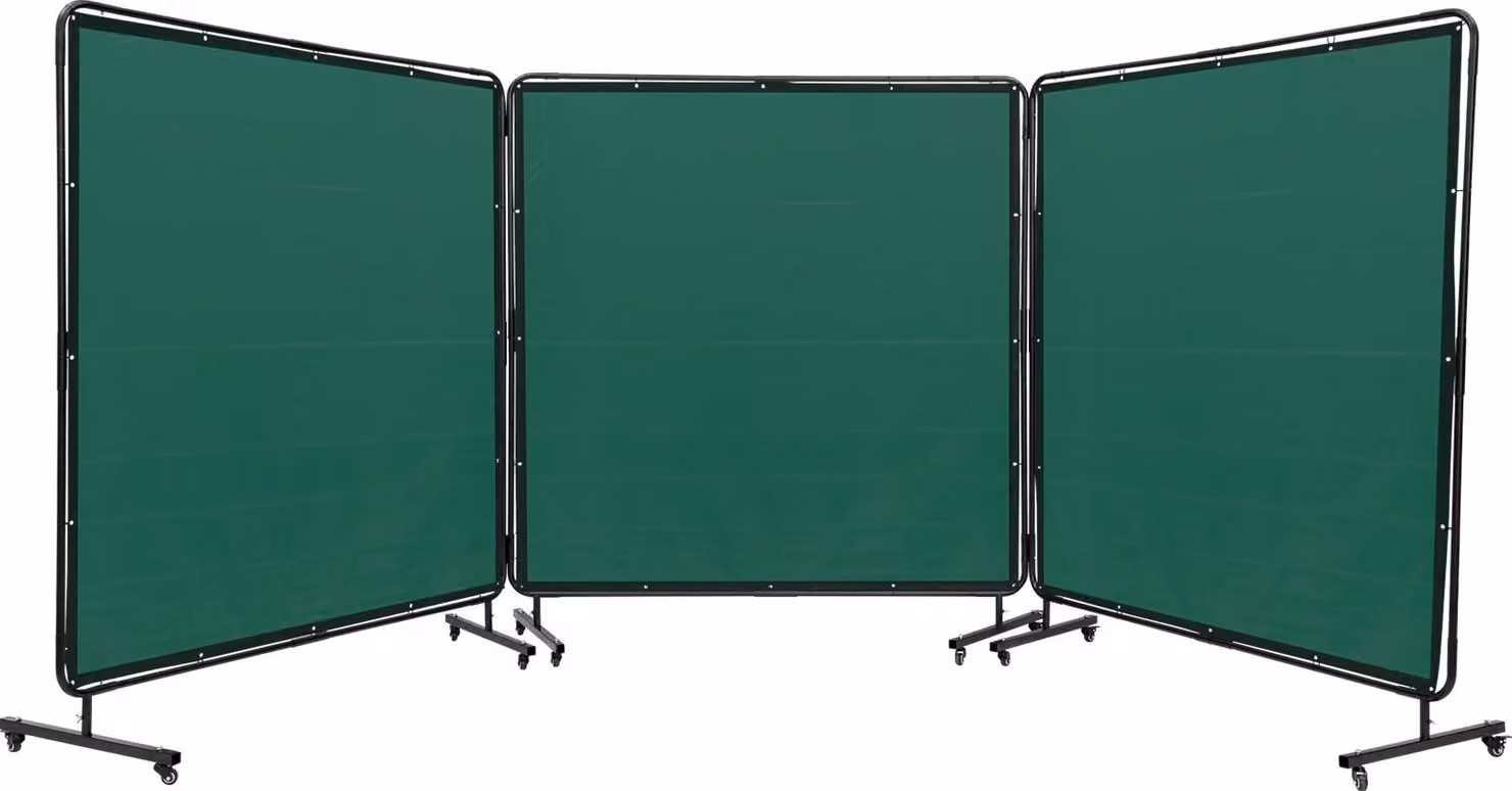 tenda per saldatura a 3 pannelli 1,8 x 1,8 m Tenda di protezione per saldatura in vinile ignifugo Parete di protezione per saldatura con 6 ruote girevoli e protezione UV a 6 stadi Coperta per saldatura Protezione per saldatura verde